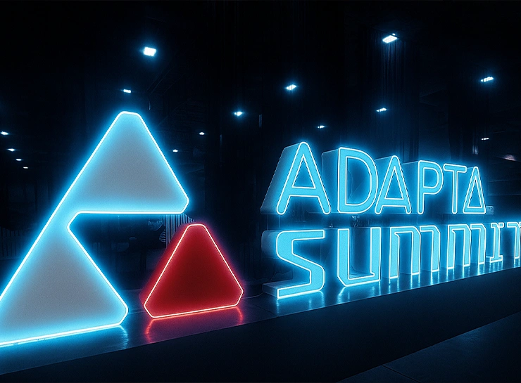 Letreiro neon sp iluminado do Adapta Summit