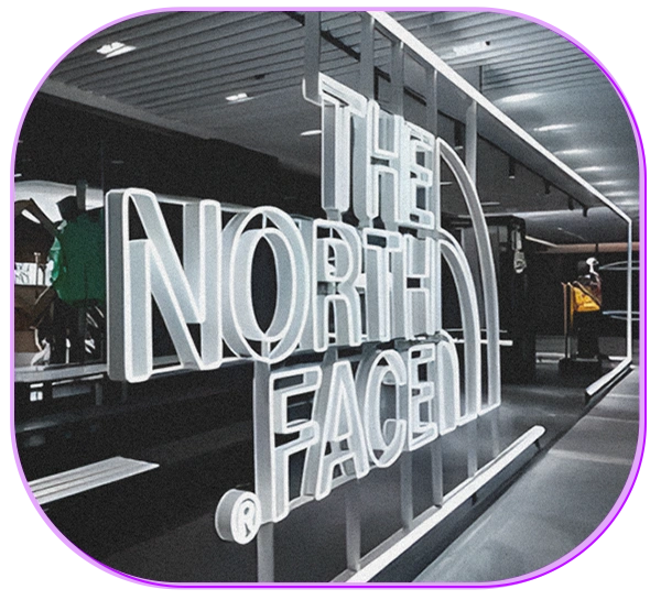 Letreiro Neon Letreiro iluminado da marca The North Face