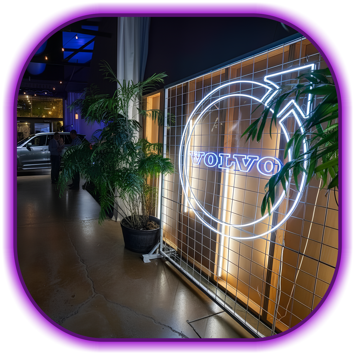 Letreiro Neon Personalizado para Evento com Logotipo da Volvo em neon